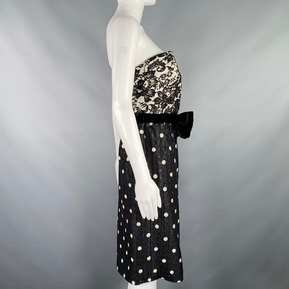 VALENTINO Size M Black White Polka Dot Strapless Dress Jacket Set - Picture 7 of 10